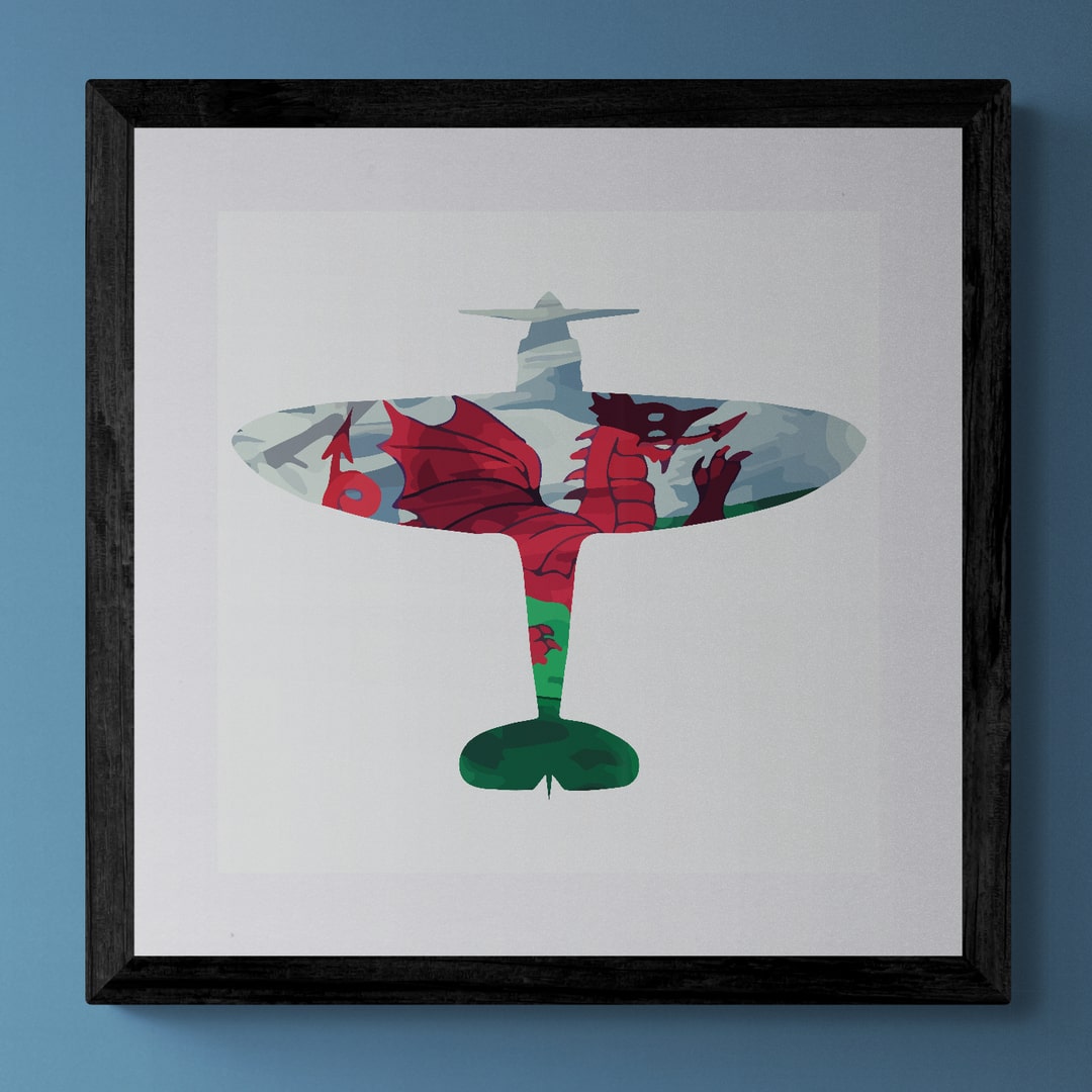 Welsh Flag Spitfire Print