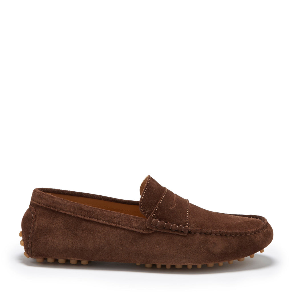 Brown Suede Penny Driving Loafers
