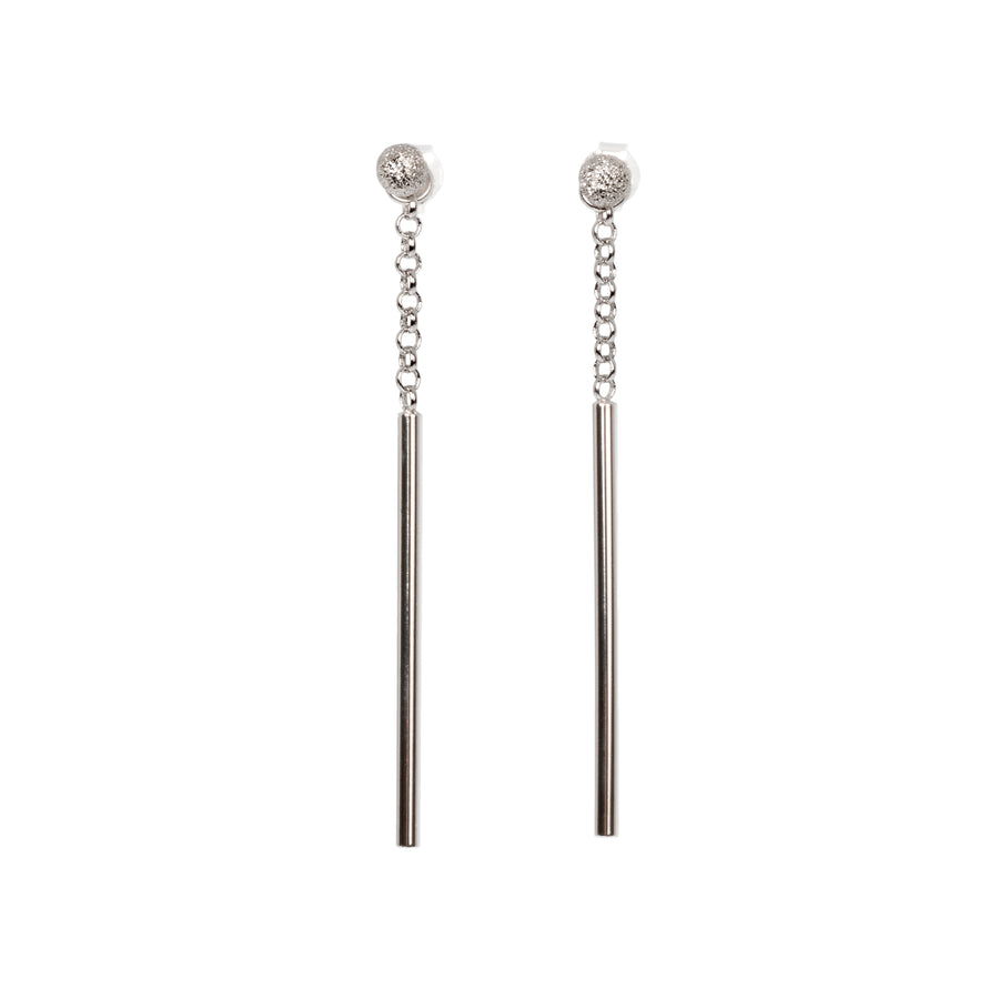 MyaMoon Silver Long Drop Earrings – Customizable & Timeless by MyaMoon at www.brixbailey.com