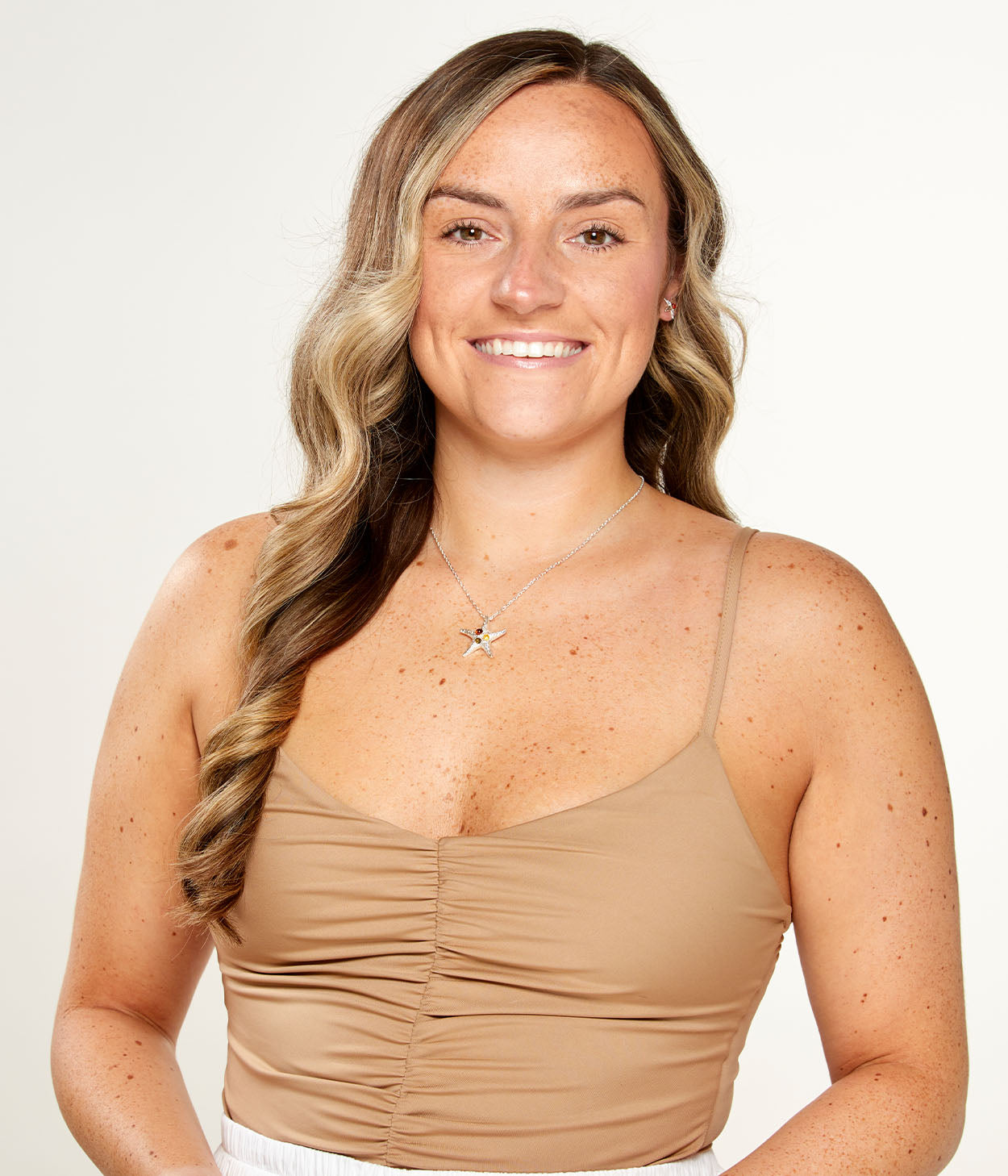 Amber Starfish Necklace in Sterling Silver