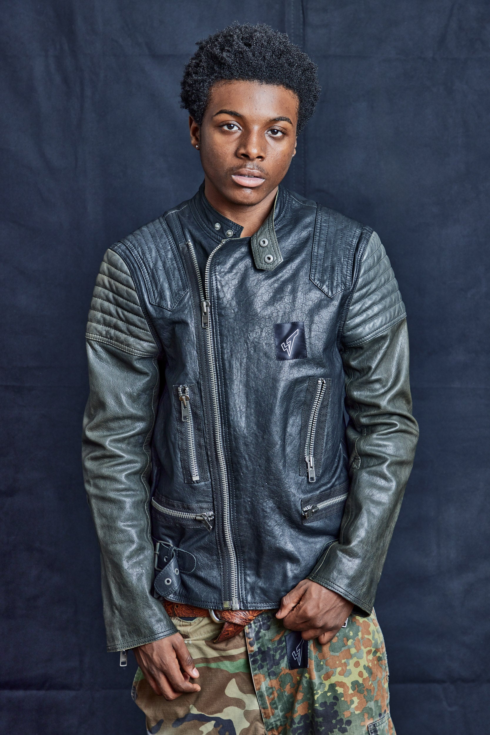 Contrast Sleeve Biker Jacket