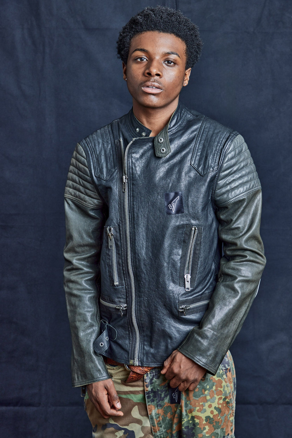 Contrast Sleeve Biker Jacket