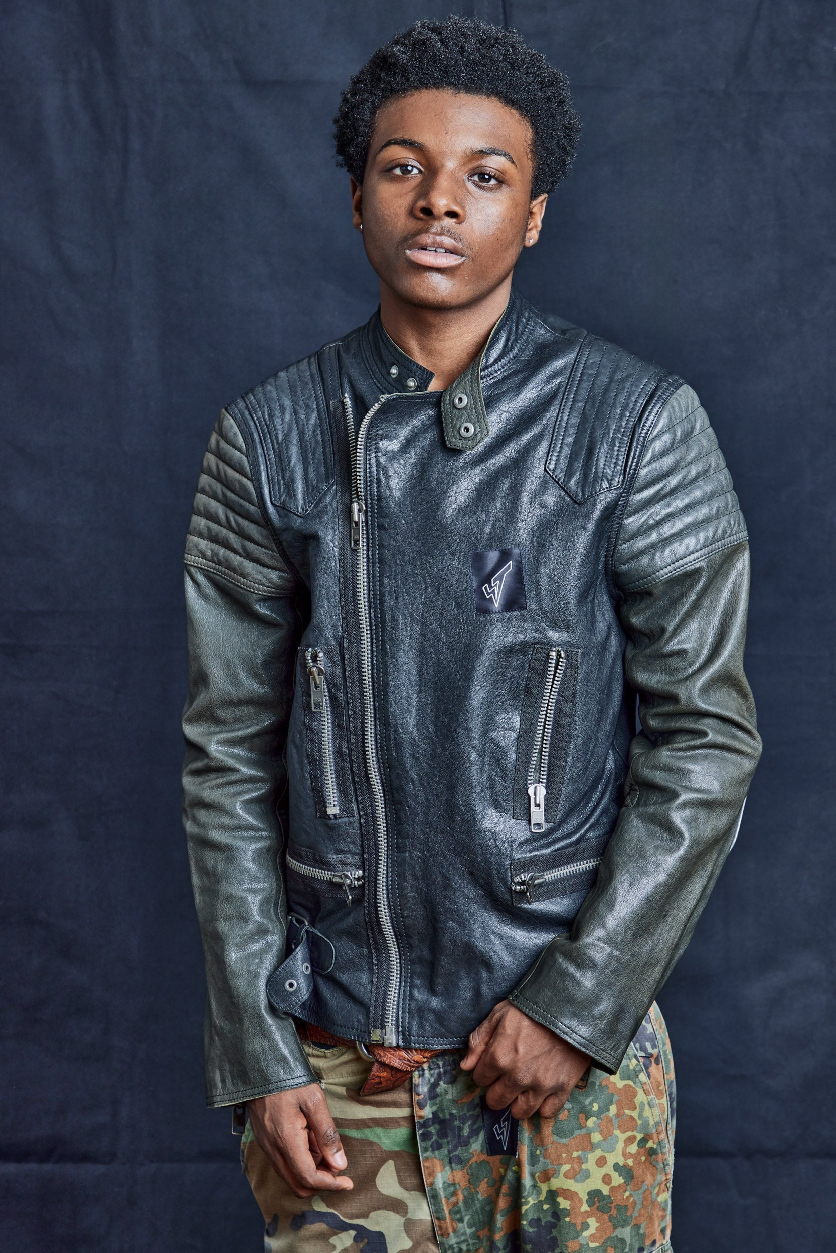 Contrast Sleeve Biker Jacket