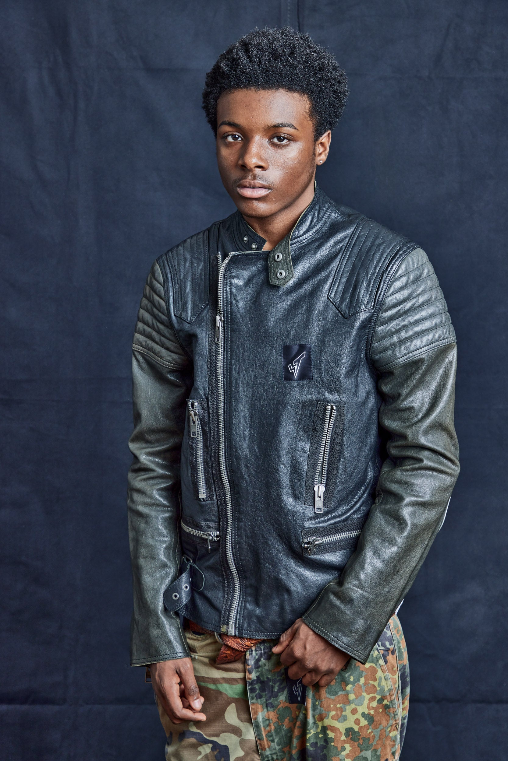 Contrast Sleeve Biker Jacket