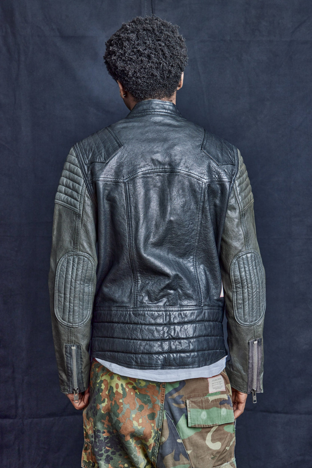 Contrast Sleeve Biker Jacket