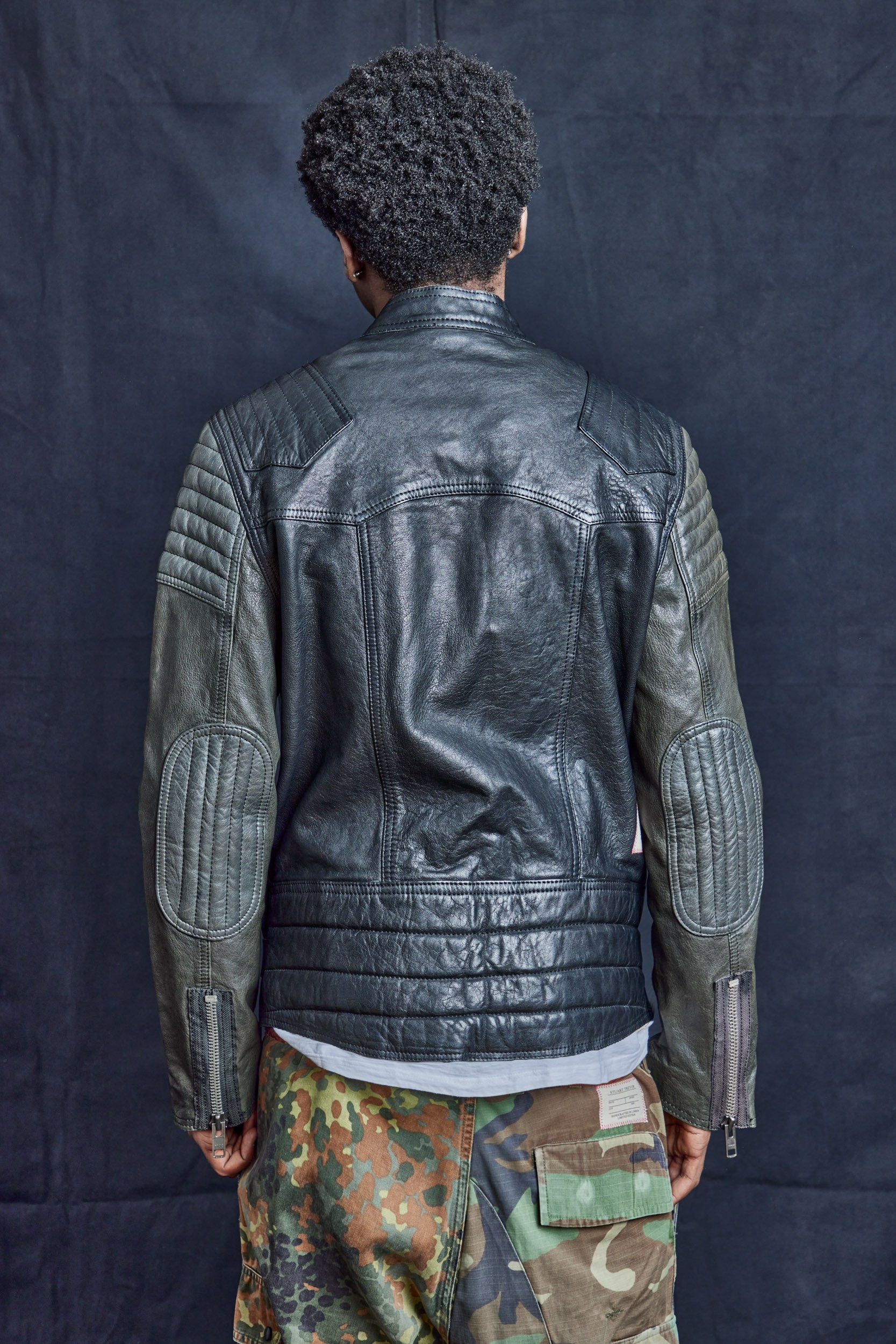 Contrast Sleeve Biker Jacket