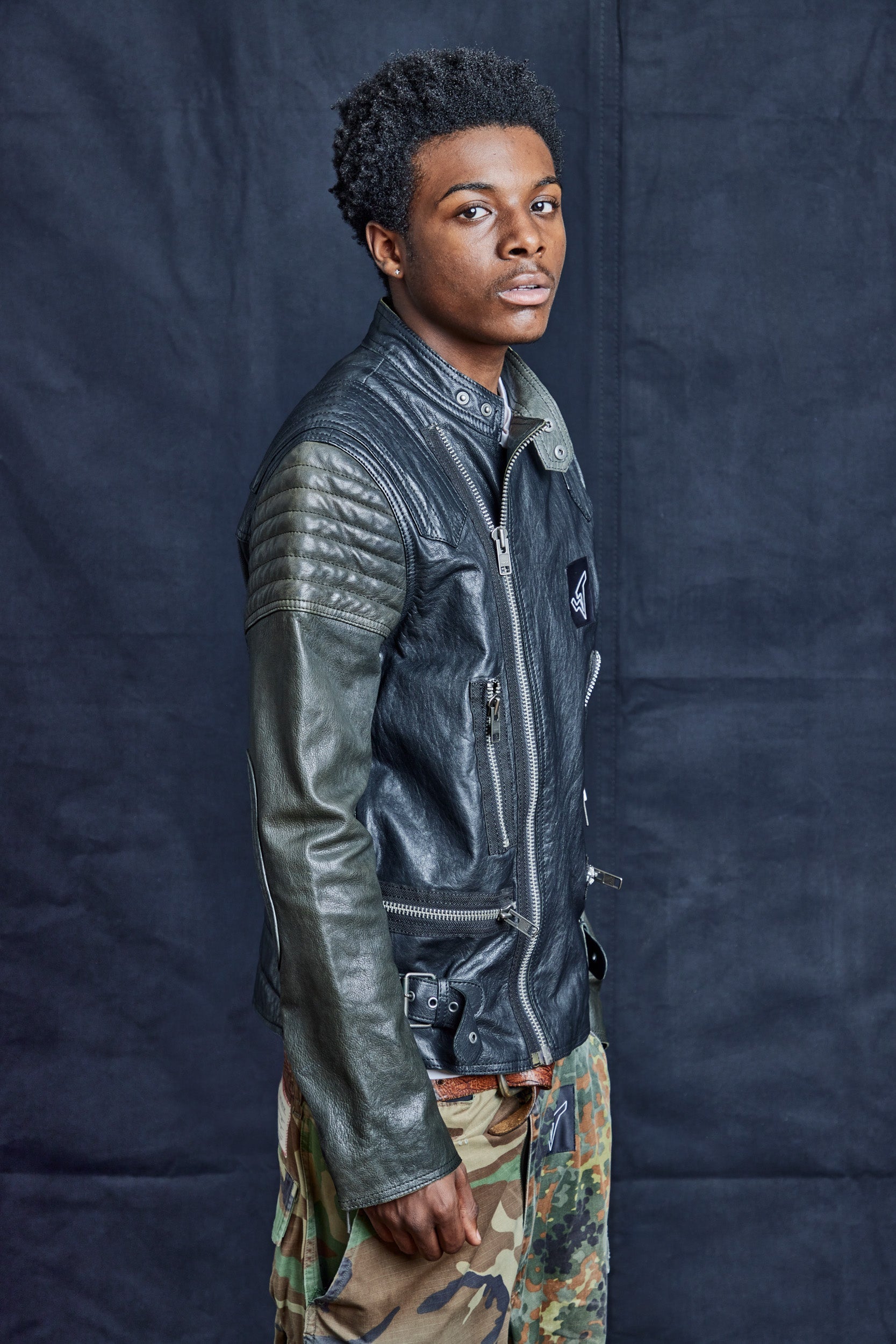 Contrast Sleeve Biker Jacket