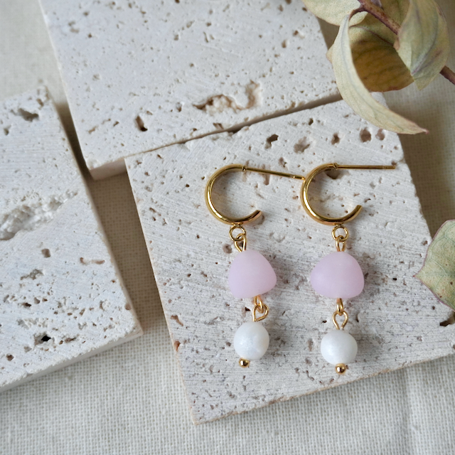 Terra Stud Huggie Duo Pebble