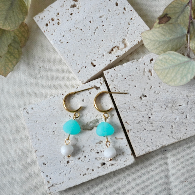 Terra Stud Huggie Duo Pebble