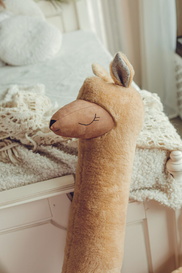 Handmade Giant Alpaca Toy Pillow in Rust - Eco-Friendly & Versatile Decor for Kids by Kai aš mažas buvau at www.brixbailey.com