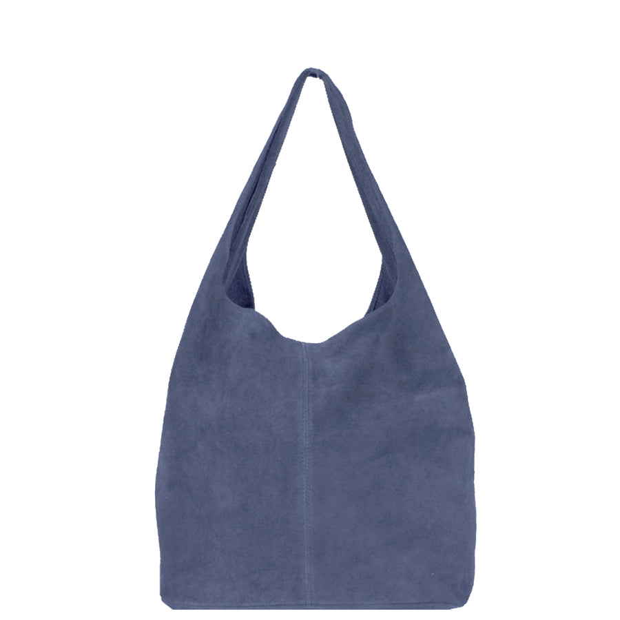 Denim Blue Soft Suede Hobo Shoulder Bag