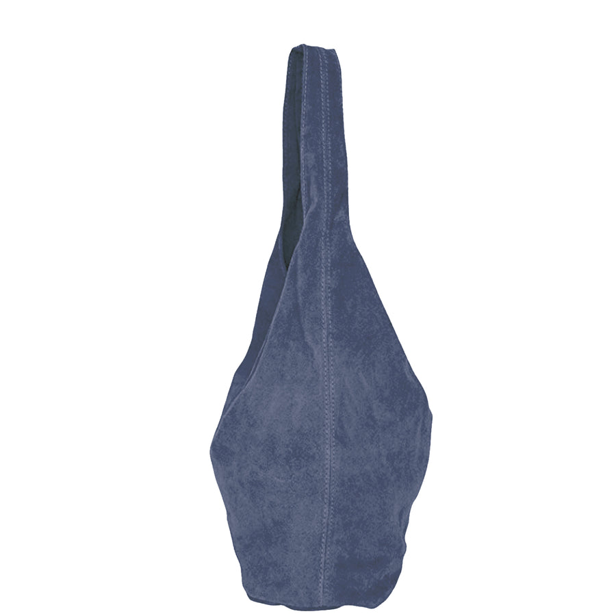 Denim Blue Soft Suede Hobo Shoulder Bag