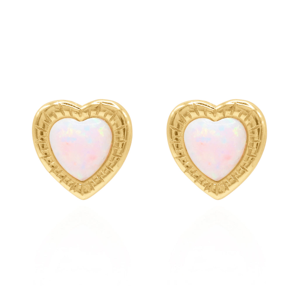 Suki Opal Heart Studs | 18k Gold Plated