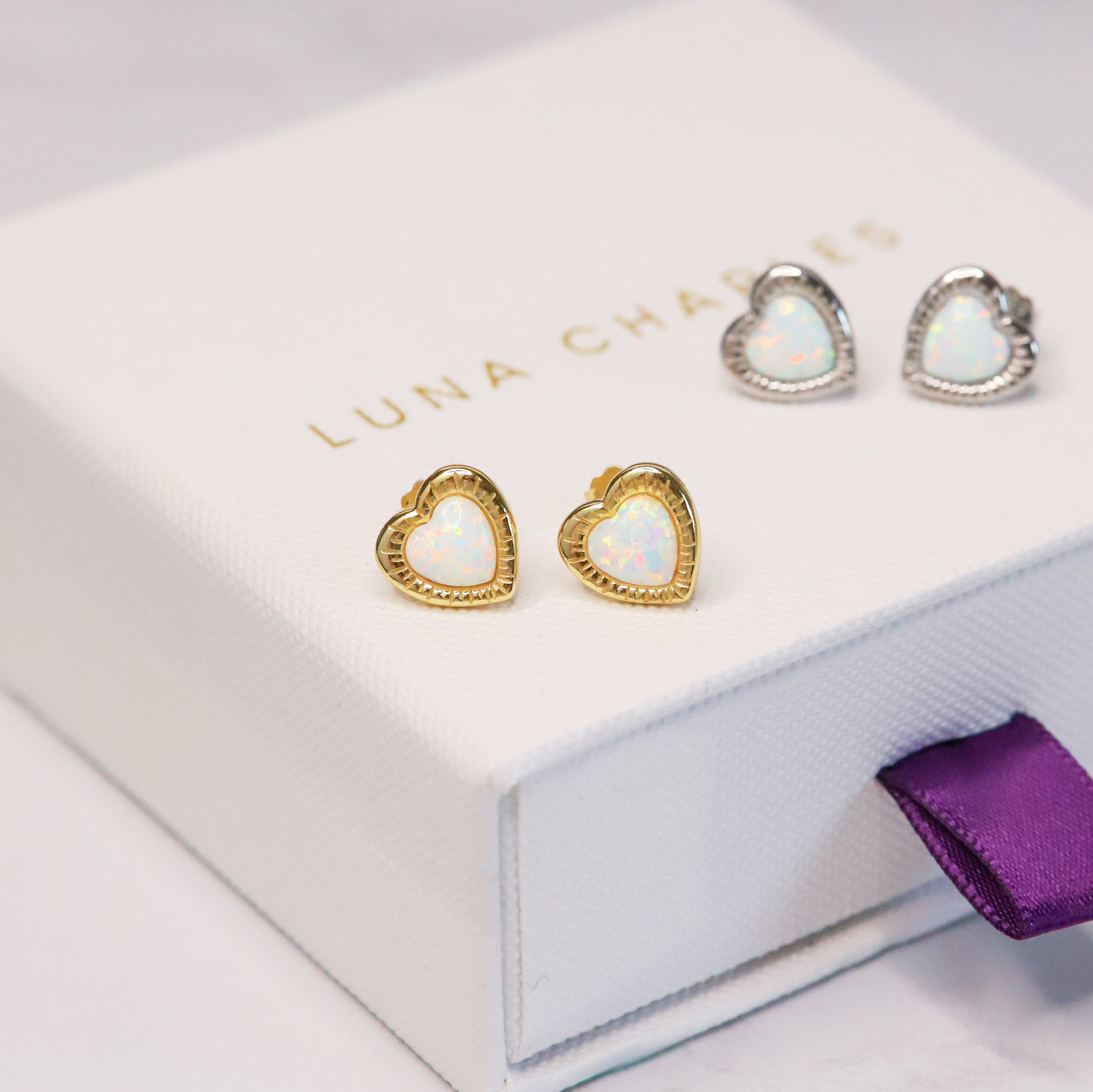 Suki Opal Heart Studs | 18k Gold Plated