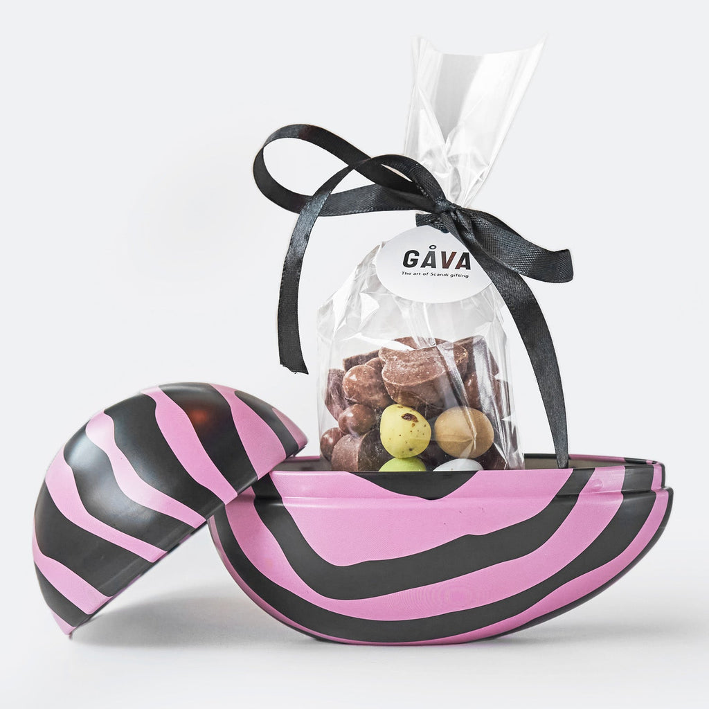 Zara Pink and Black Striped Reusable Easter Egg