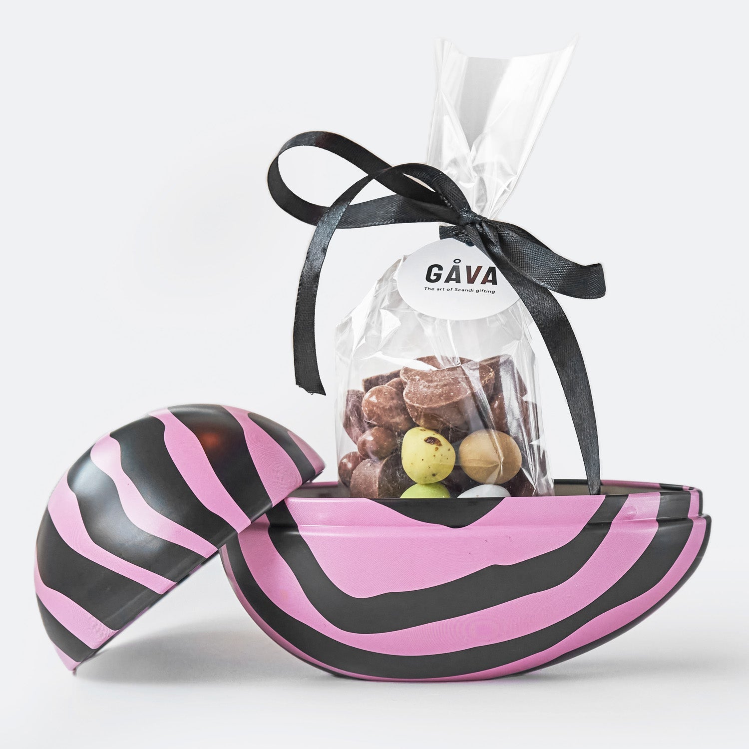 Zara Pink and Black Striped Reusable Easter Egg