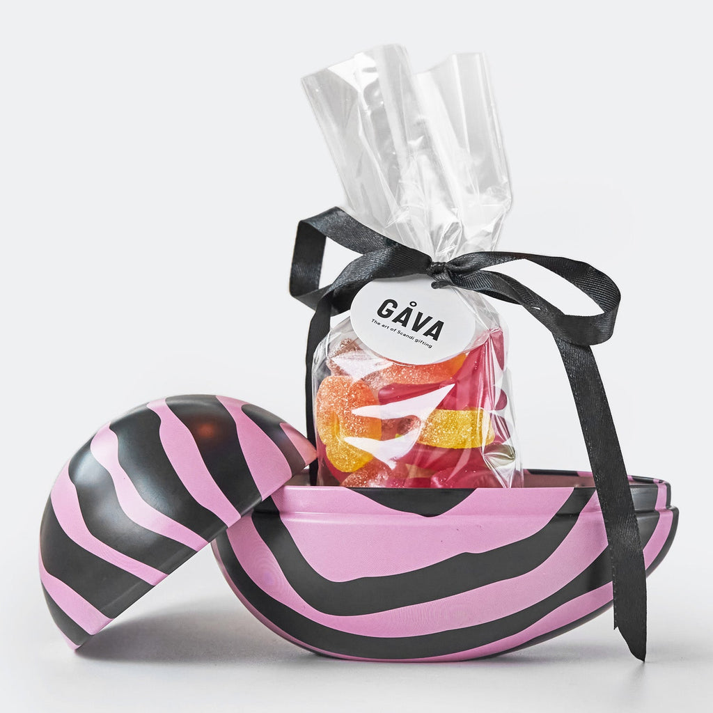 Zara Pink and Black Striped Reusable Easter Egg