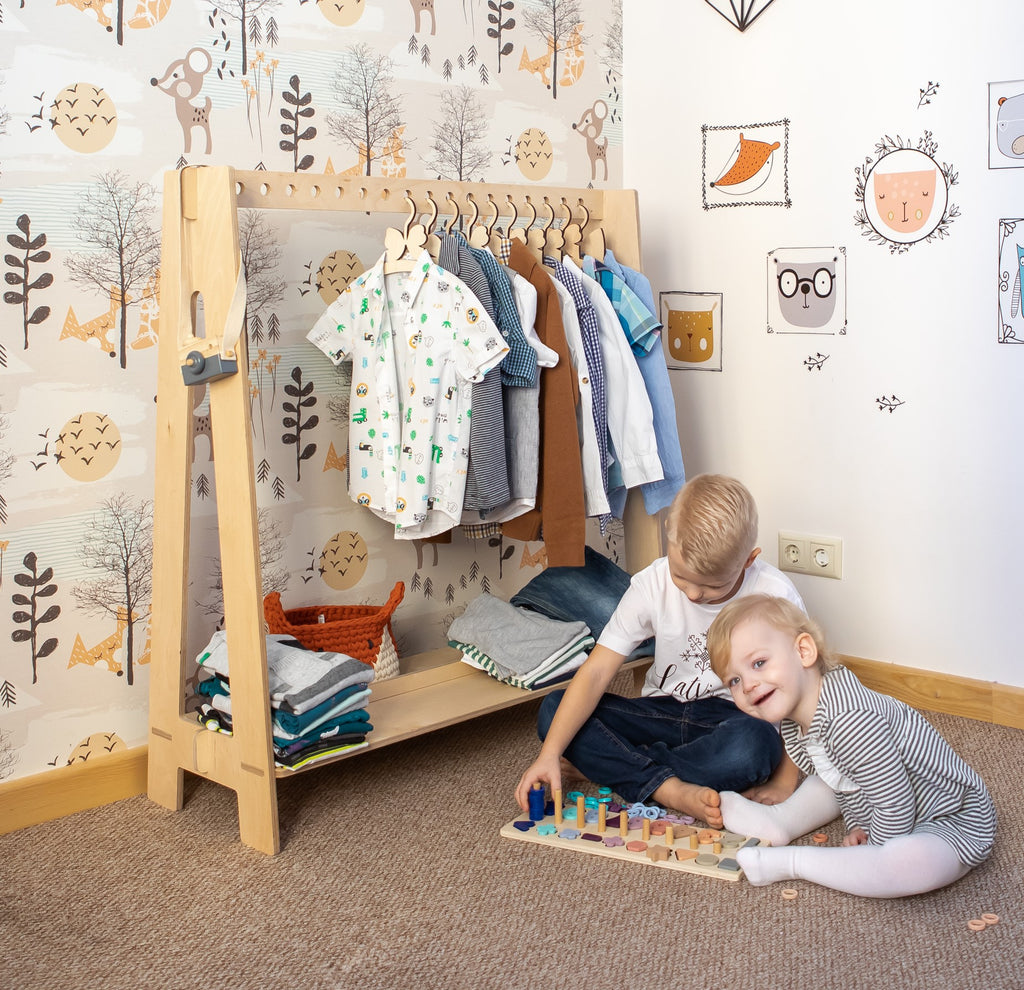 Stylish Toddler Dress Up Rack – Montessori Inspired Organizer by Montessori House Bed at www.brixbailey.com