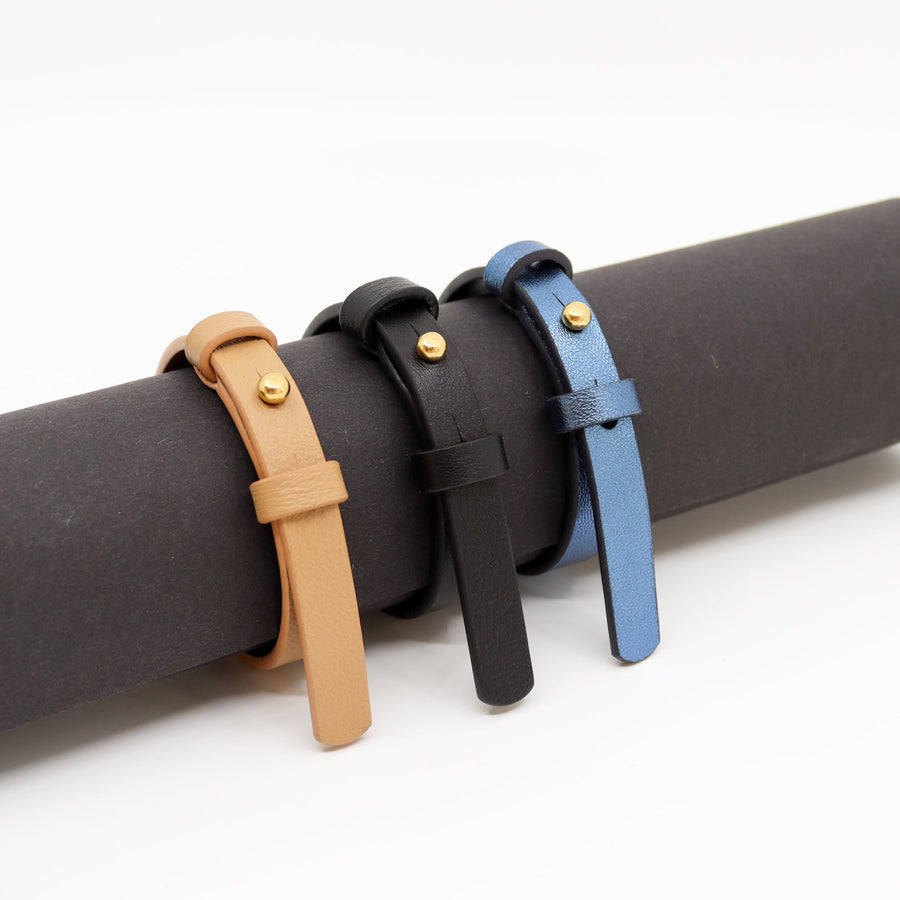 Timeless Leather Bracelet with Brass Fastener – Adjustable & Durable by Tairi Roosve at www.brixbailey.com