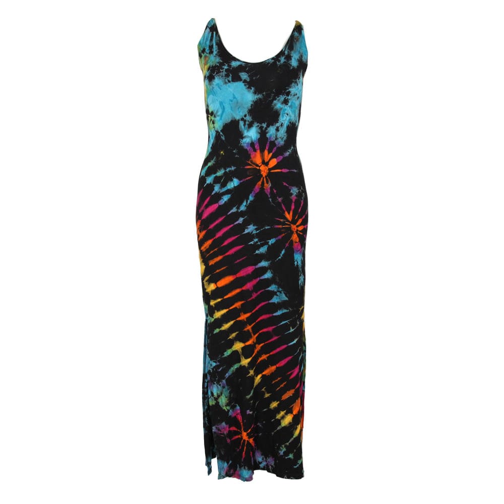 Tie Dye Bodycon Maxi Dress with Lattice Back
