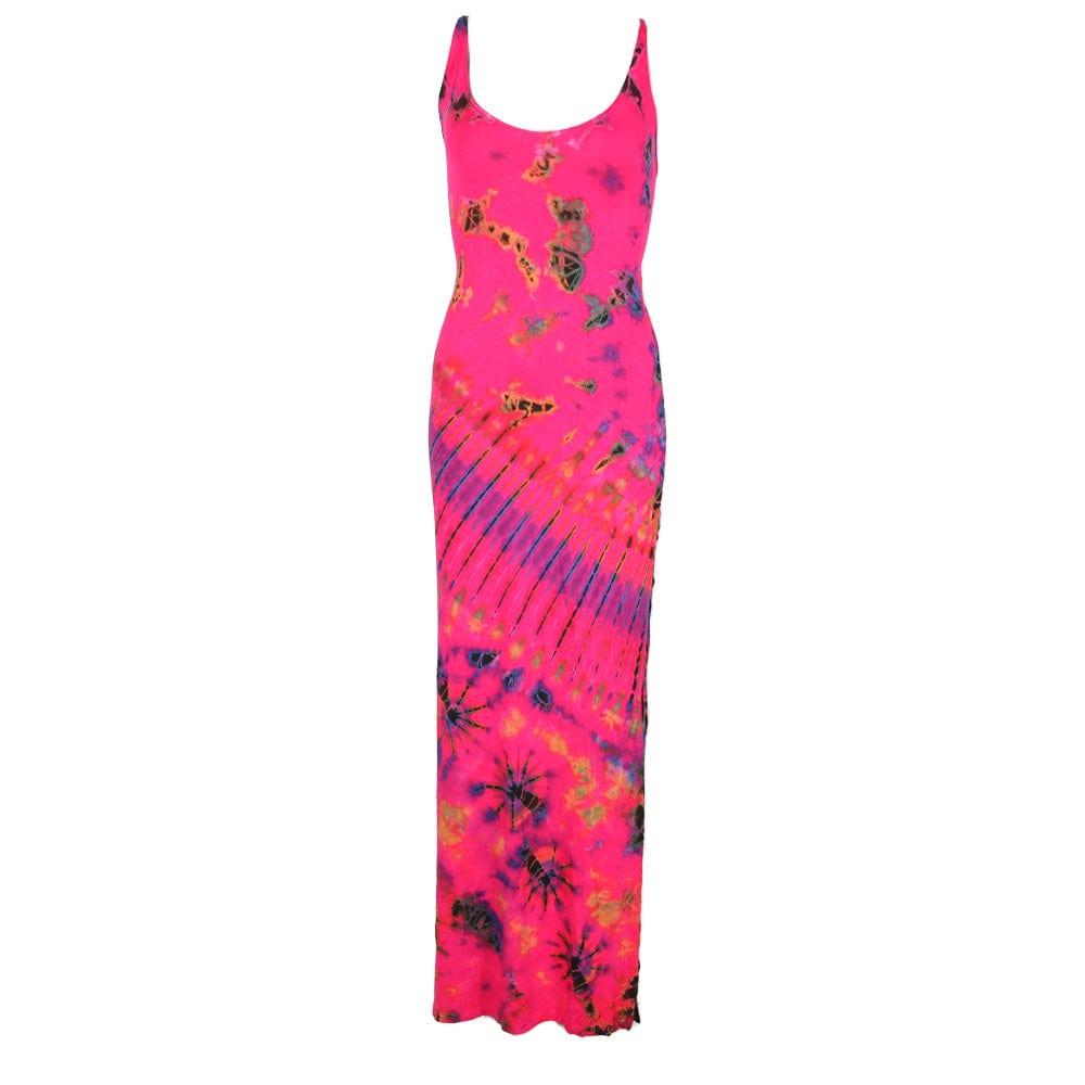 Tie Dye Bodycon Maxi Dress with Lattice Back
