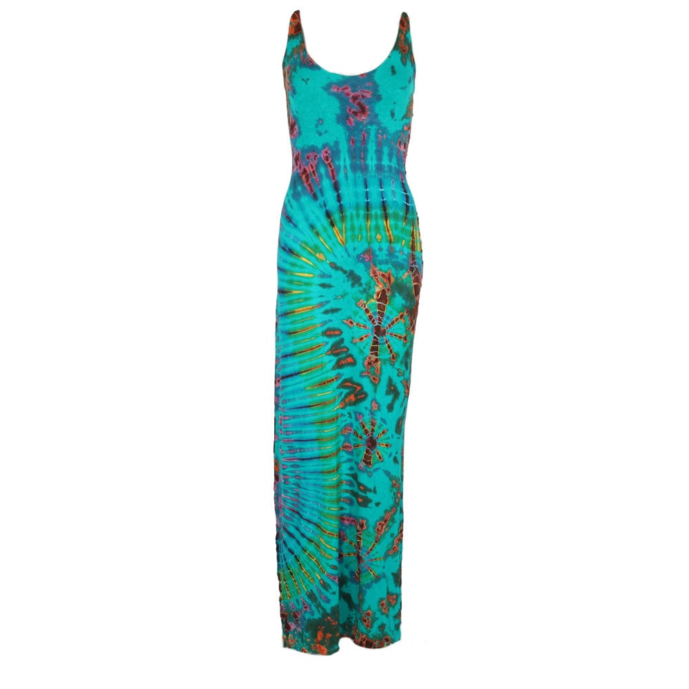 Tie Dye Bodycon Maxi Dress with Lattice Back