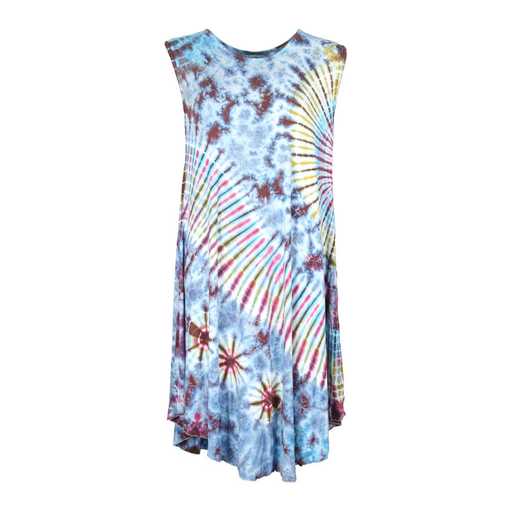 Tie Dye Circle Midi Dress in Pale Multi