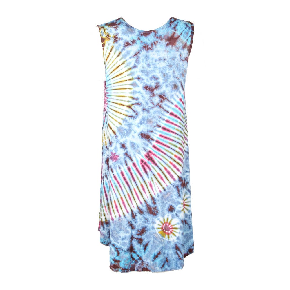 Tie Dye Circle Midi Dress in Pale Multi