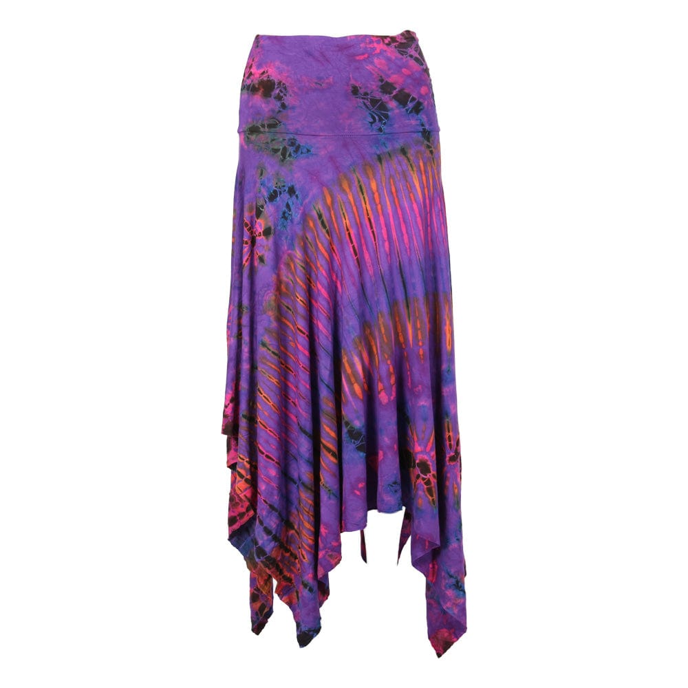 Tie Dye Midi Skirt with Hanky Hem