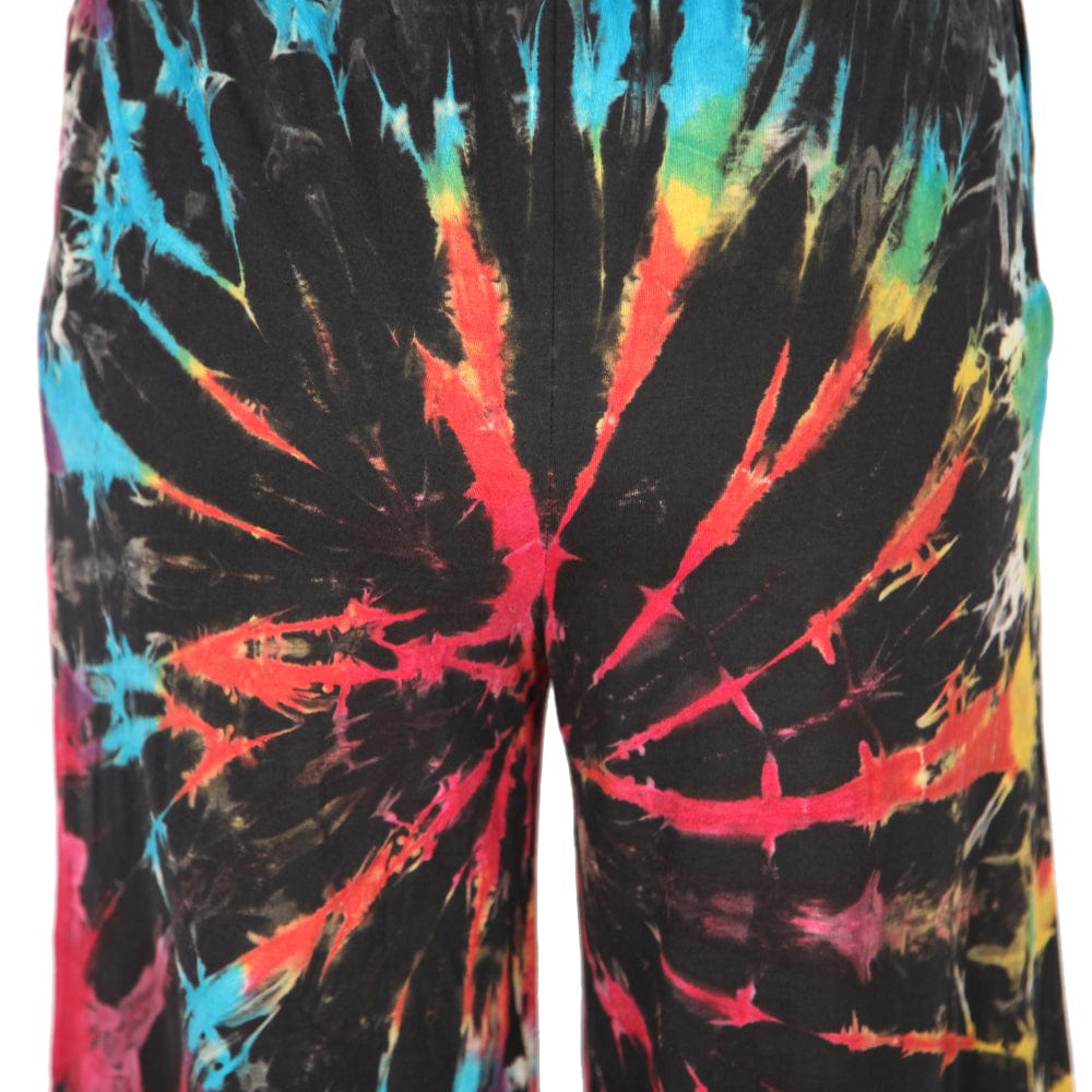 Tie Dye Culotte Trousers in Rainbow, Purple, Green and Yellow