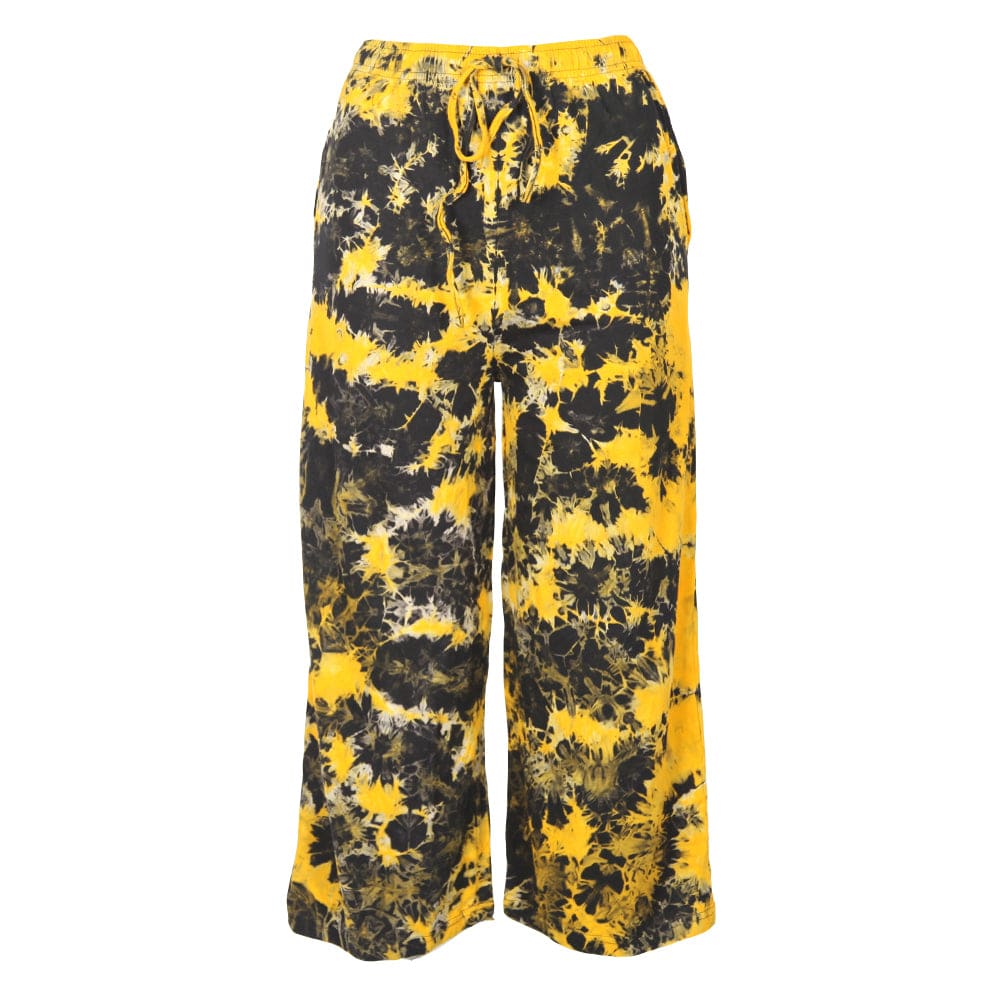 Tie Dye Culotte Trousers in Rainbow, Purple, Green and Yellow