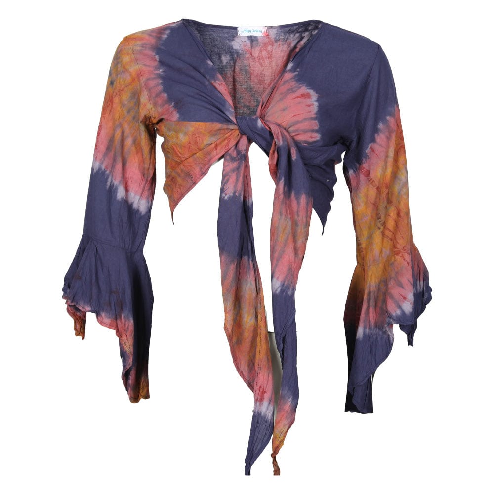 Tie Dye Bell Sleeve Wrap Top