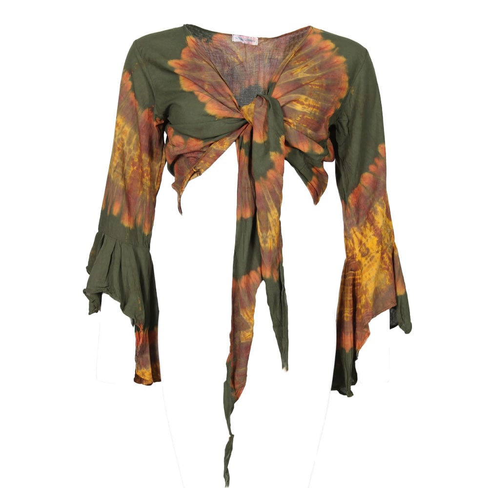 Tie Dye Bell Sleeve Wrap Top