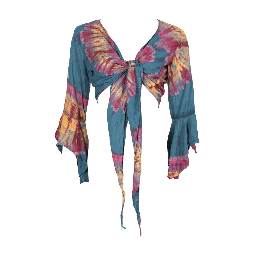 Tie Dye Bell Sleeve Wrap Top