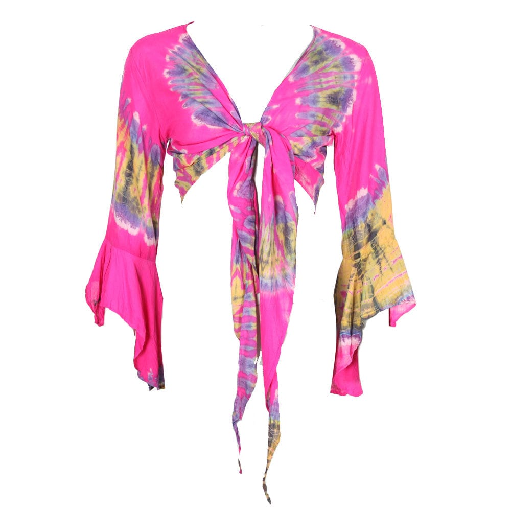 Tie Dye Bell Sleeve Wrap Top