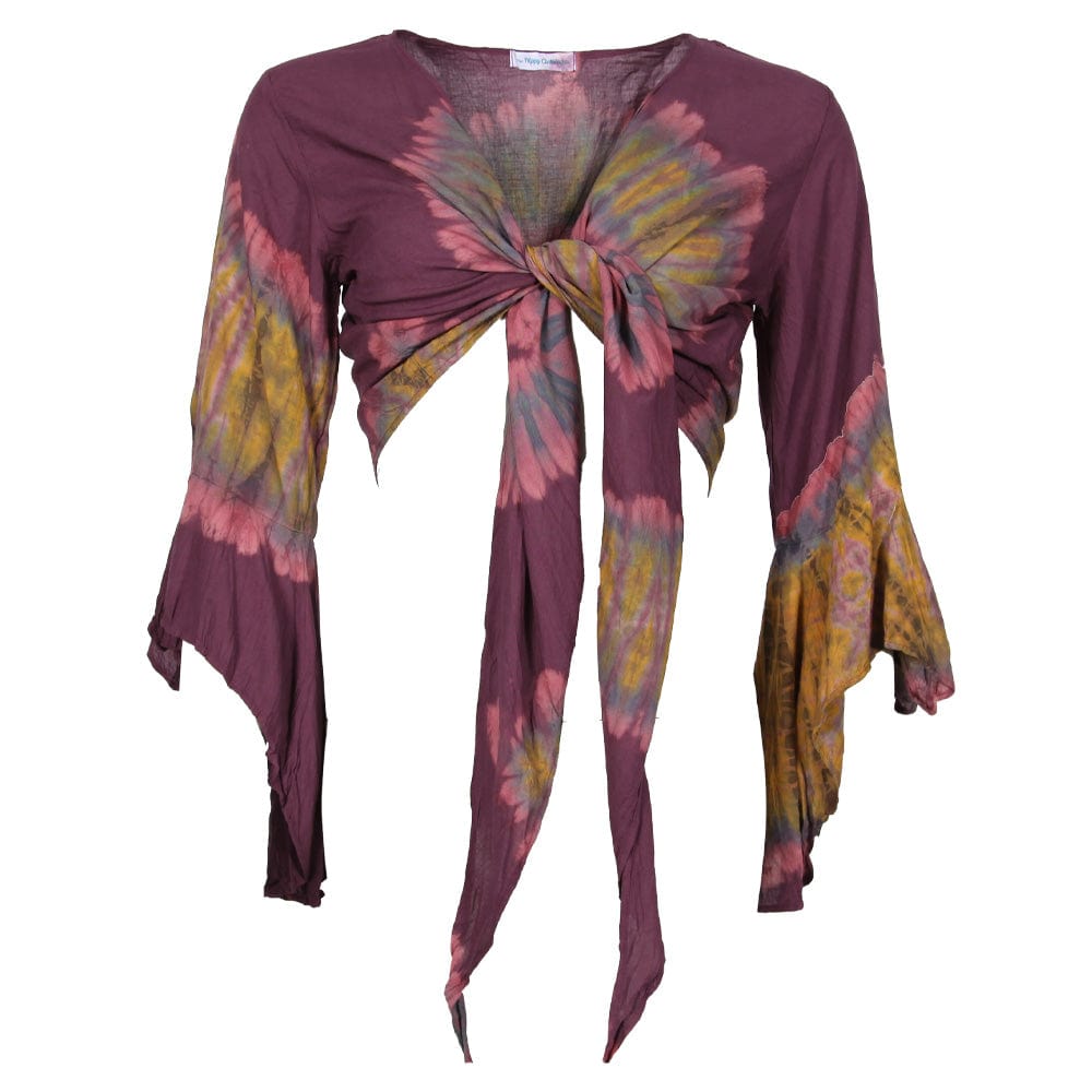 Tie Dye Bell Sleeve Wrap Top