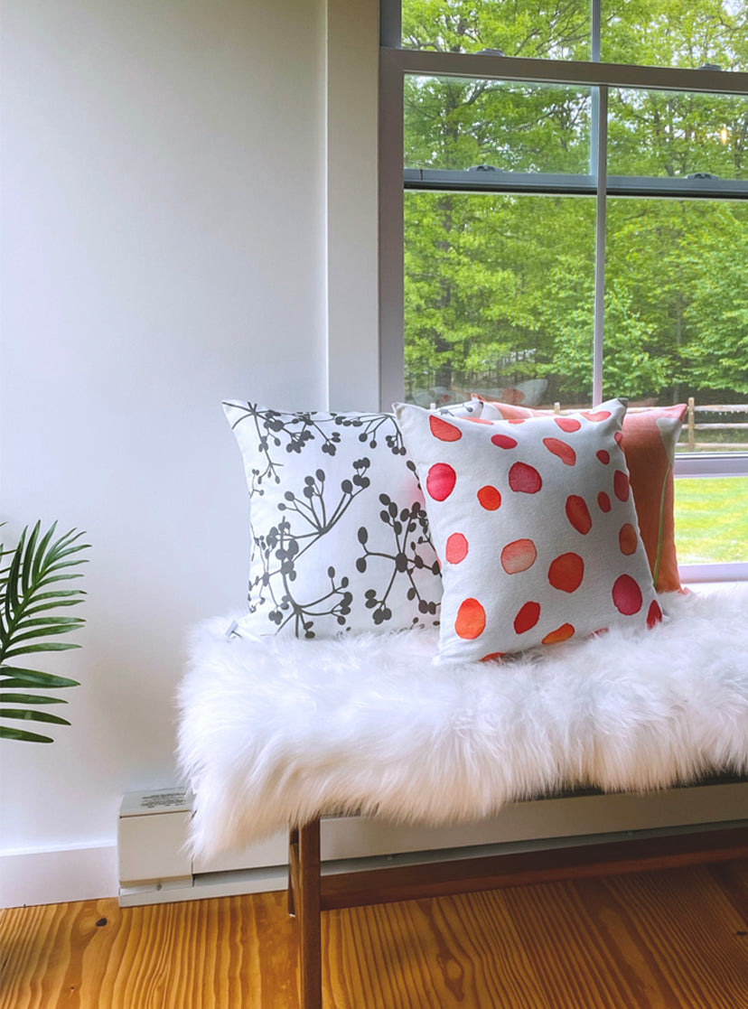 Rose Petals on Ecru Throw Pillow 18 inch Square