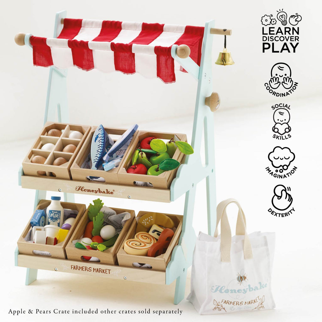 Wooden Market Stall with Fruit Play Food Crate