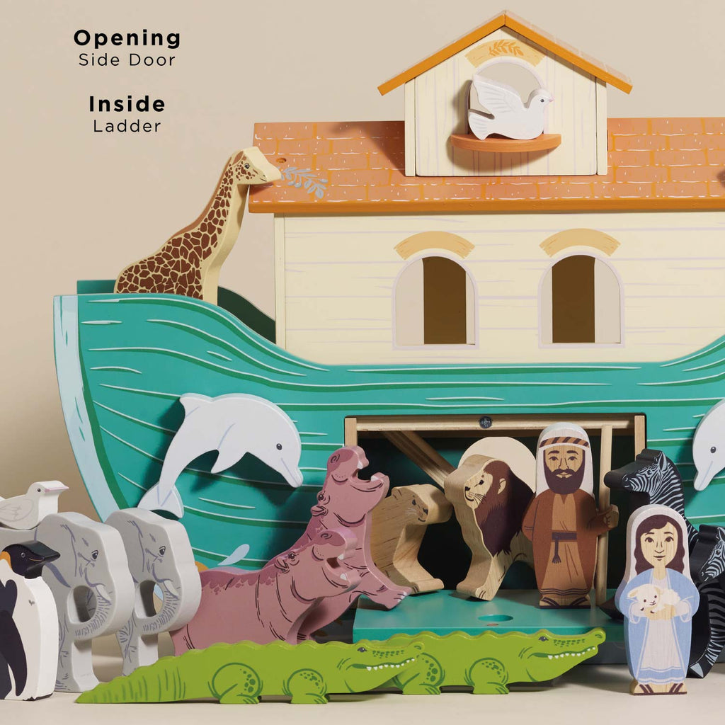 Wooden Noah's Ark with 20 Hand-Painted Animals