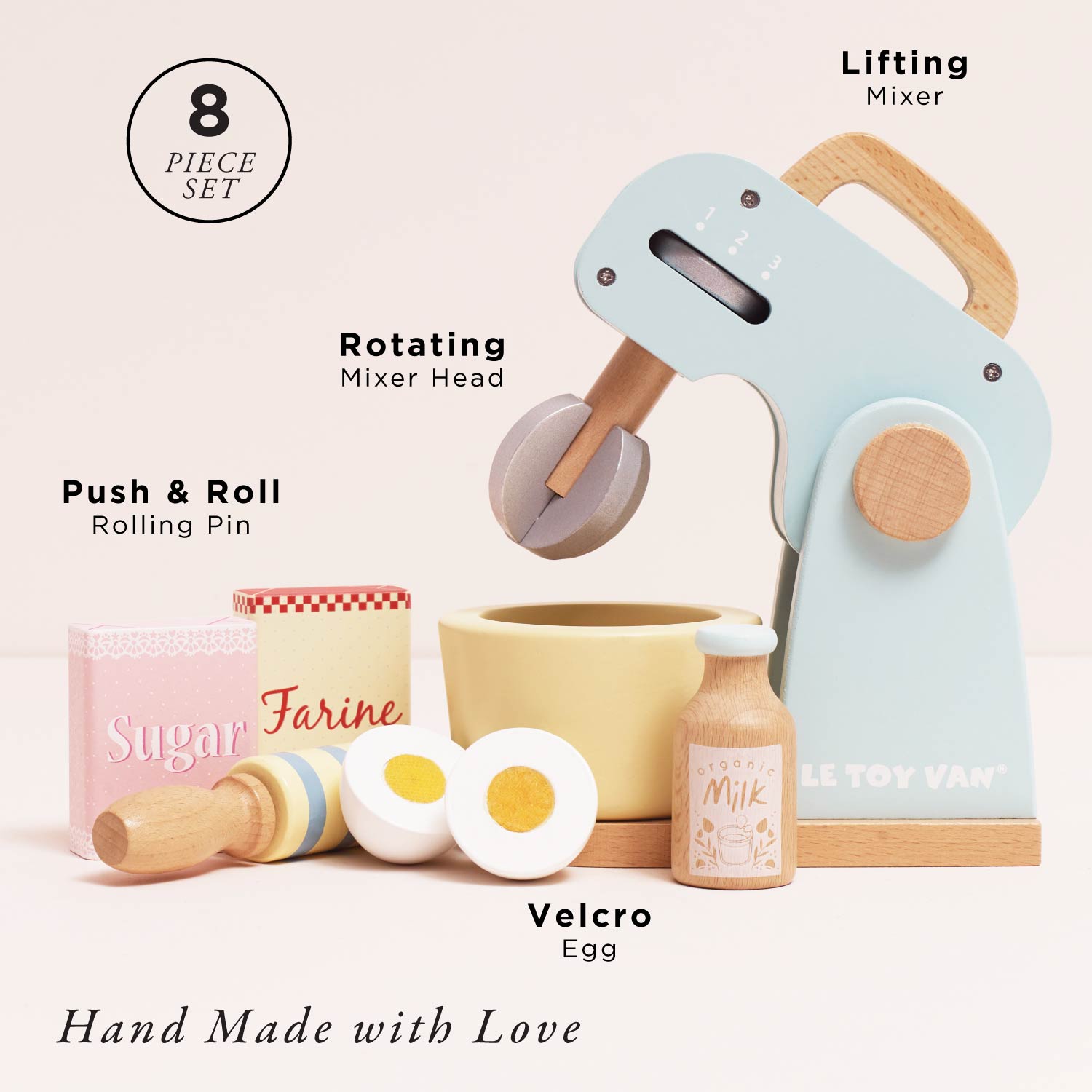 Wooden Baker's Mixer Set with Play Ingredients