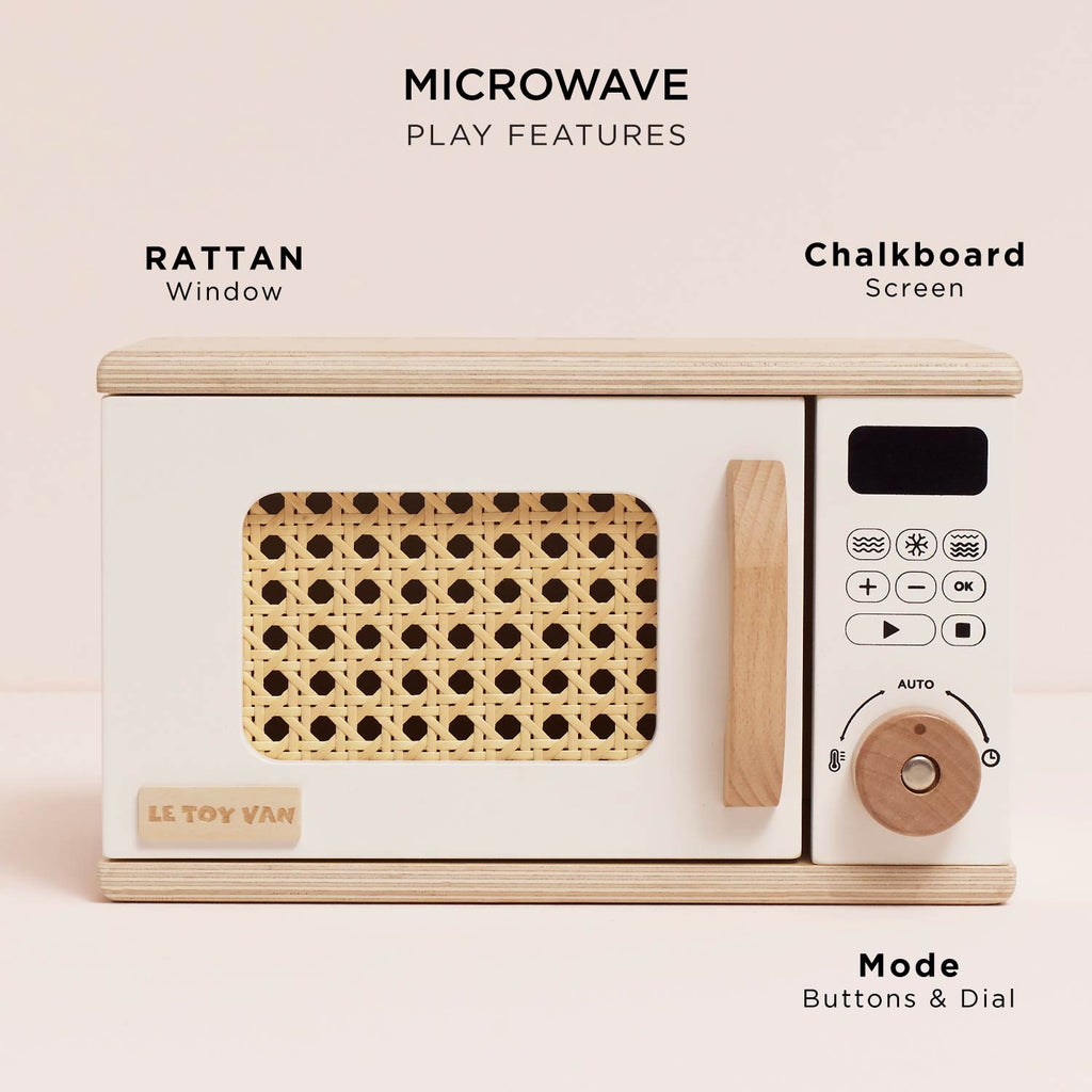 Wooden Toy Microwave with Rattan Door