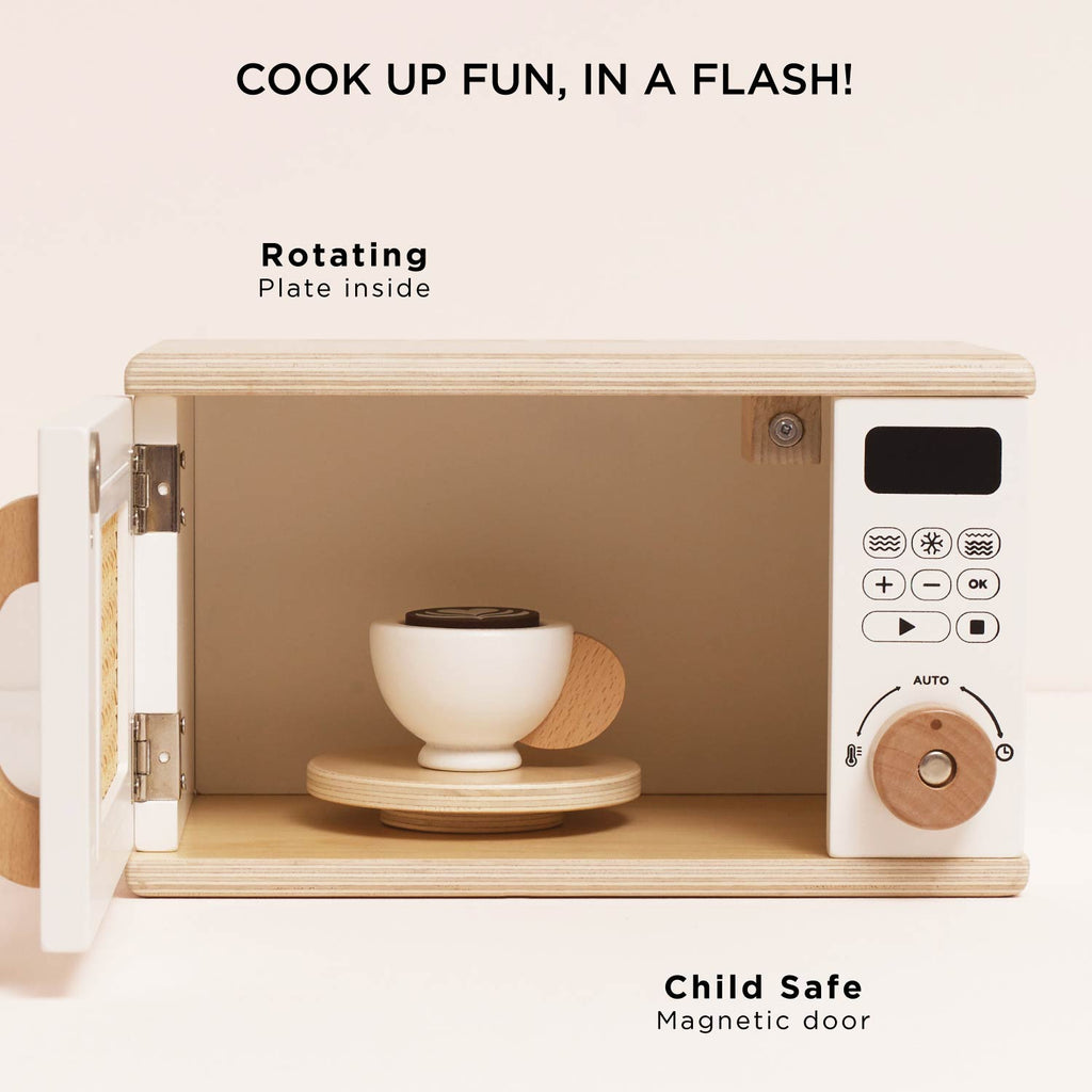 Wooden Toy Microwave with Rattan Door