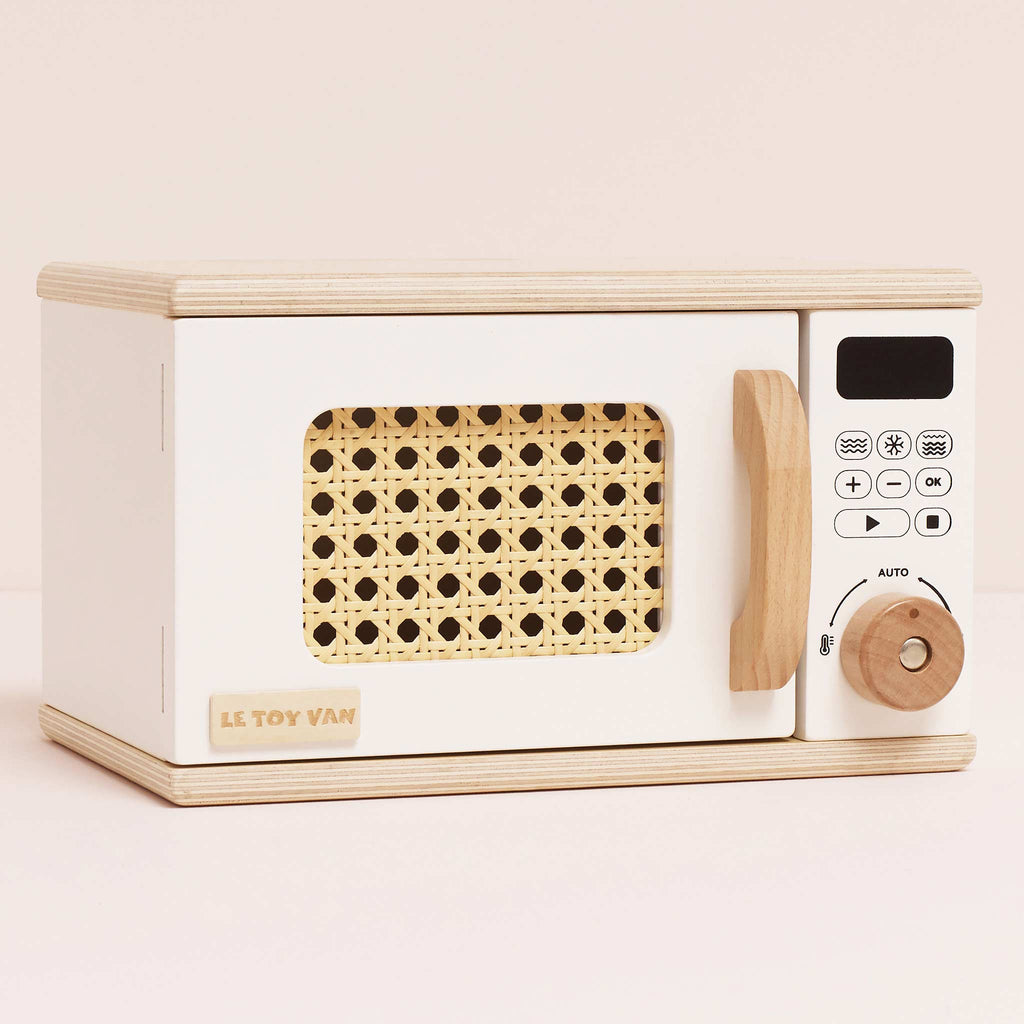 Wooden Toy Microwave with Rattan Door