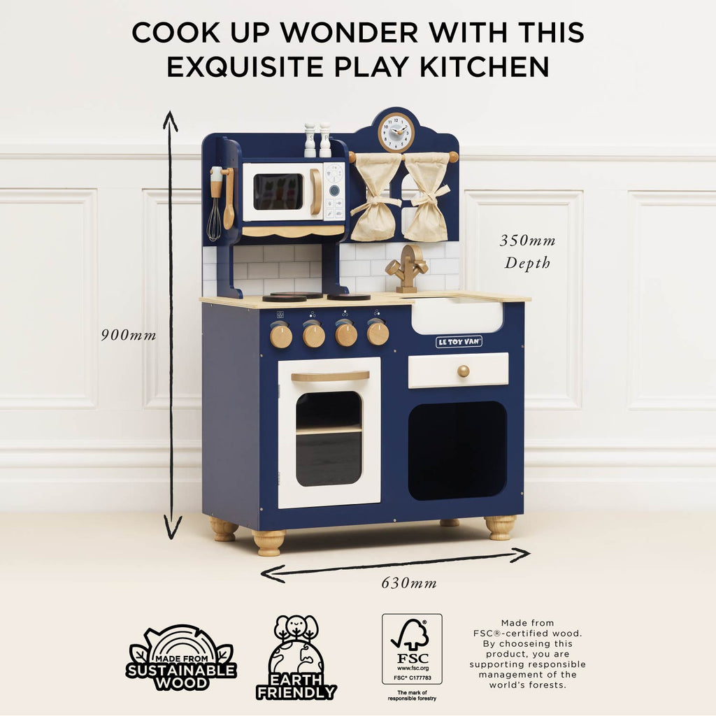 Wooden Play Kitchen in Royal Blue