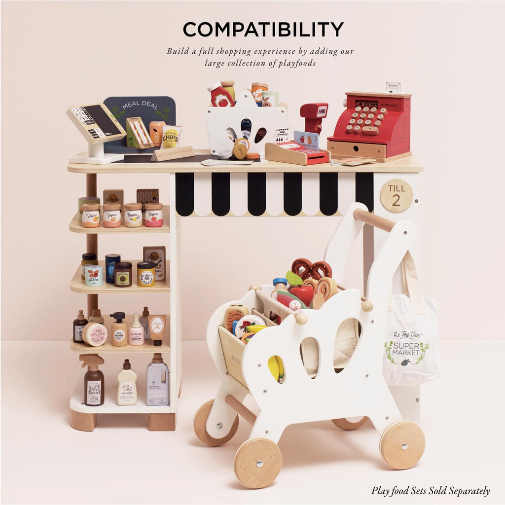 Wooden Supermarket Till Checkout and Accessories Set