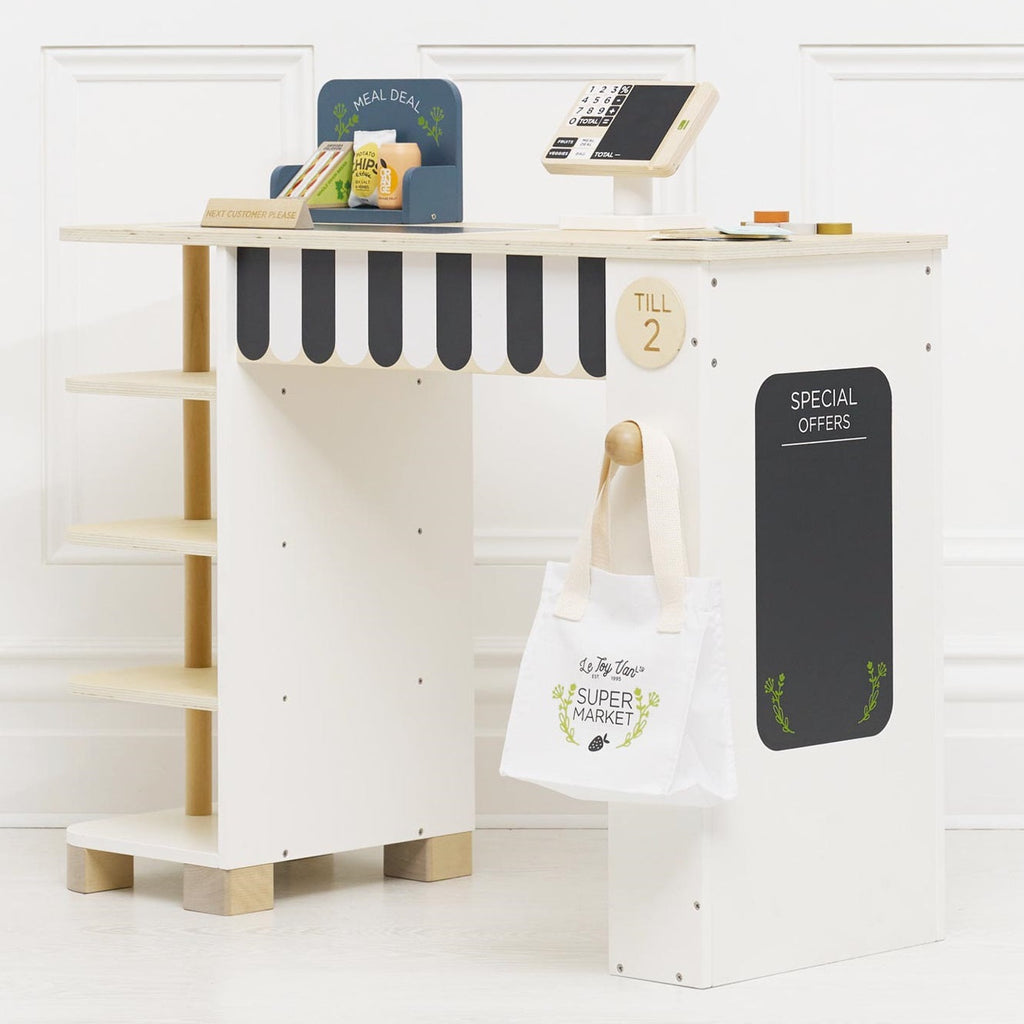Wooden Supermarket Till Checkout and Accessories Set