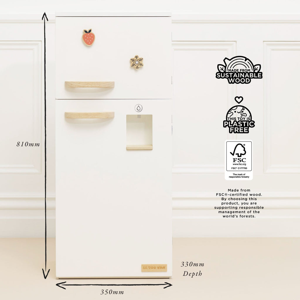 Wooden Fridge Freezer with Retro Style and Play Accessories