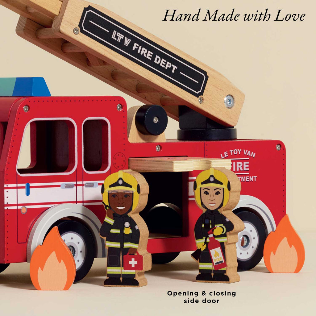 Wooden Fire Engine with Firefighter Characters