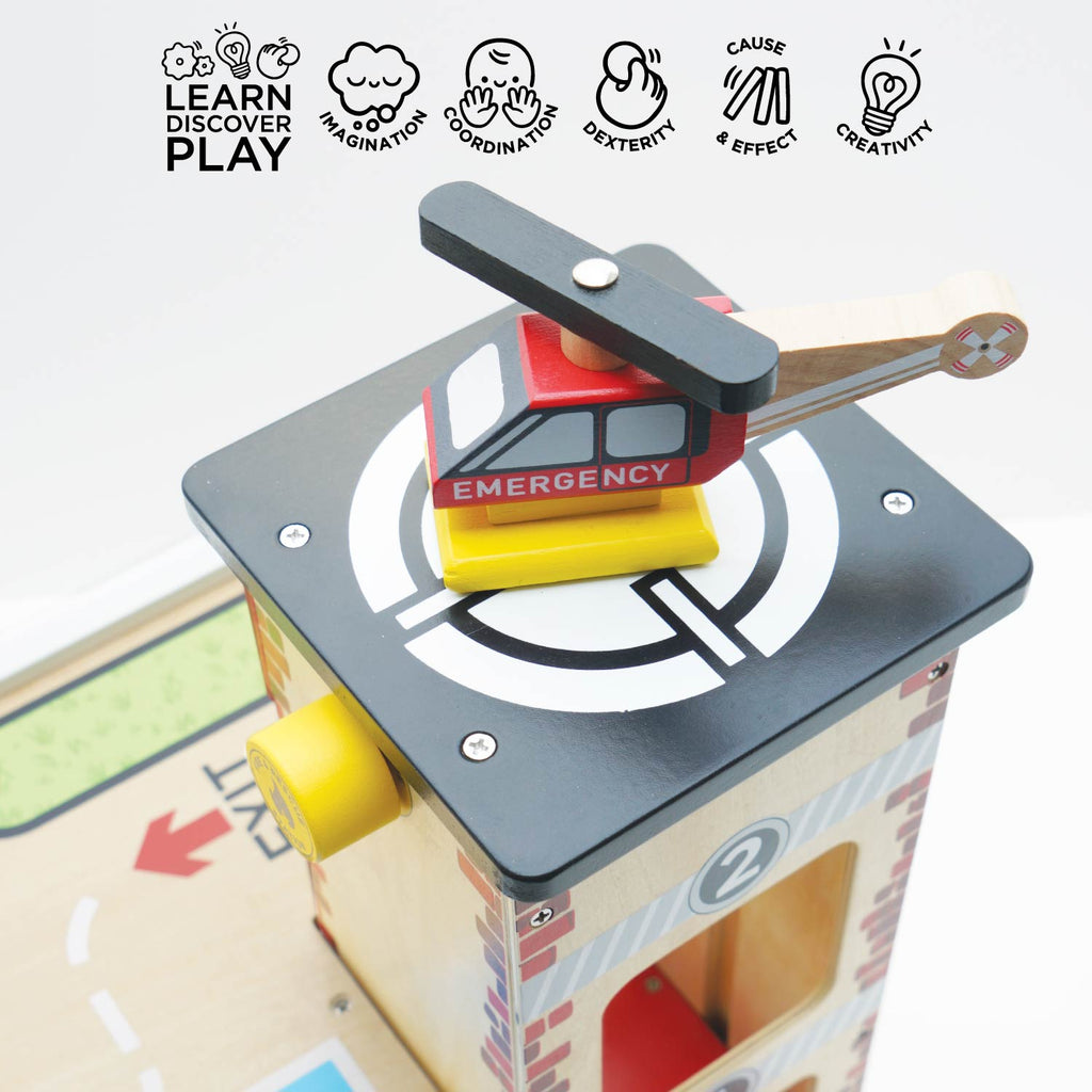 Fire and Rescue Wooden Garage with Working Lift