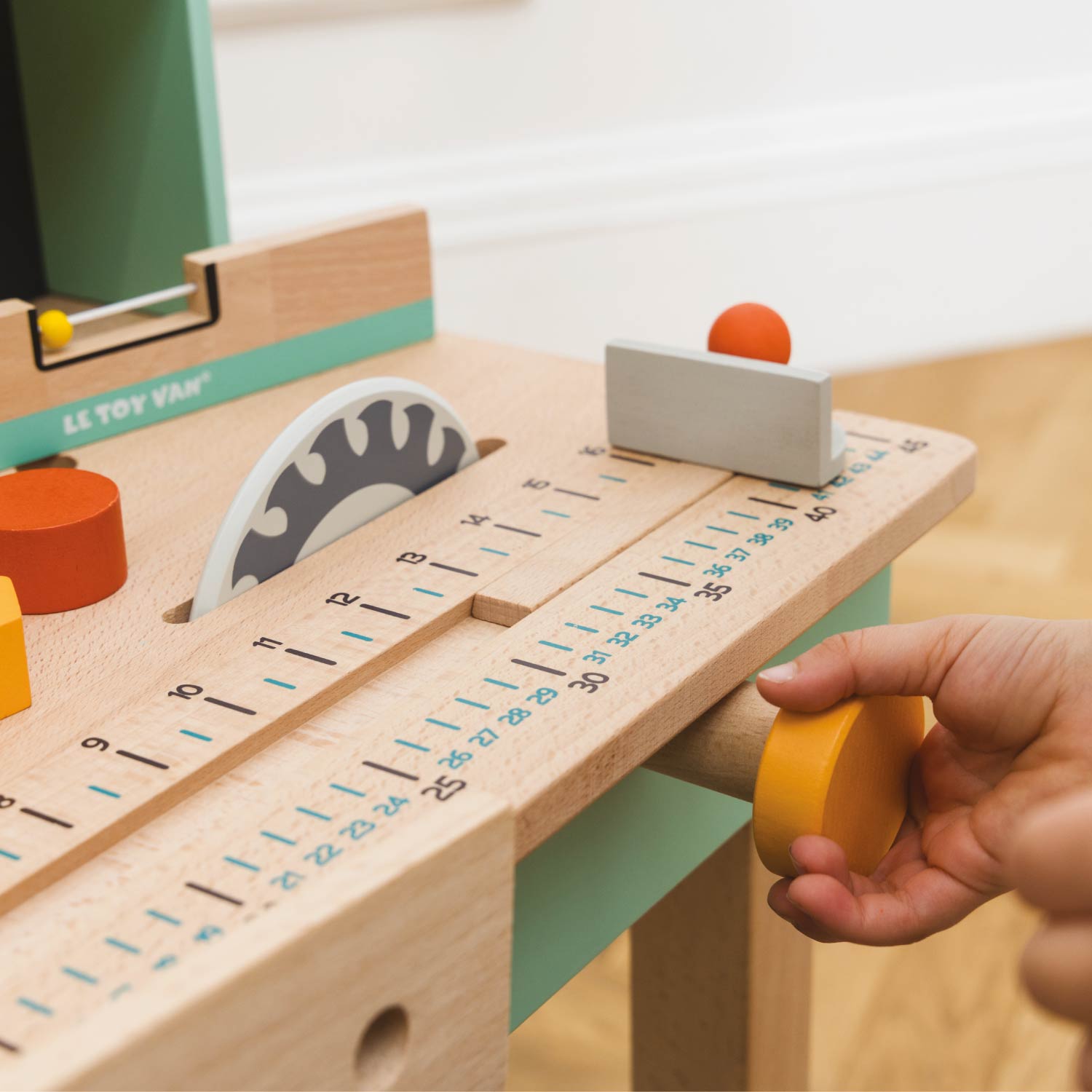 Toy Work Bench with 12 Wooden Accessories